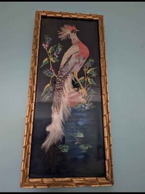 Large Original Vintage Real Bird Feathers Paintings! Intricately Hand Layered!